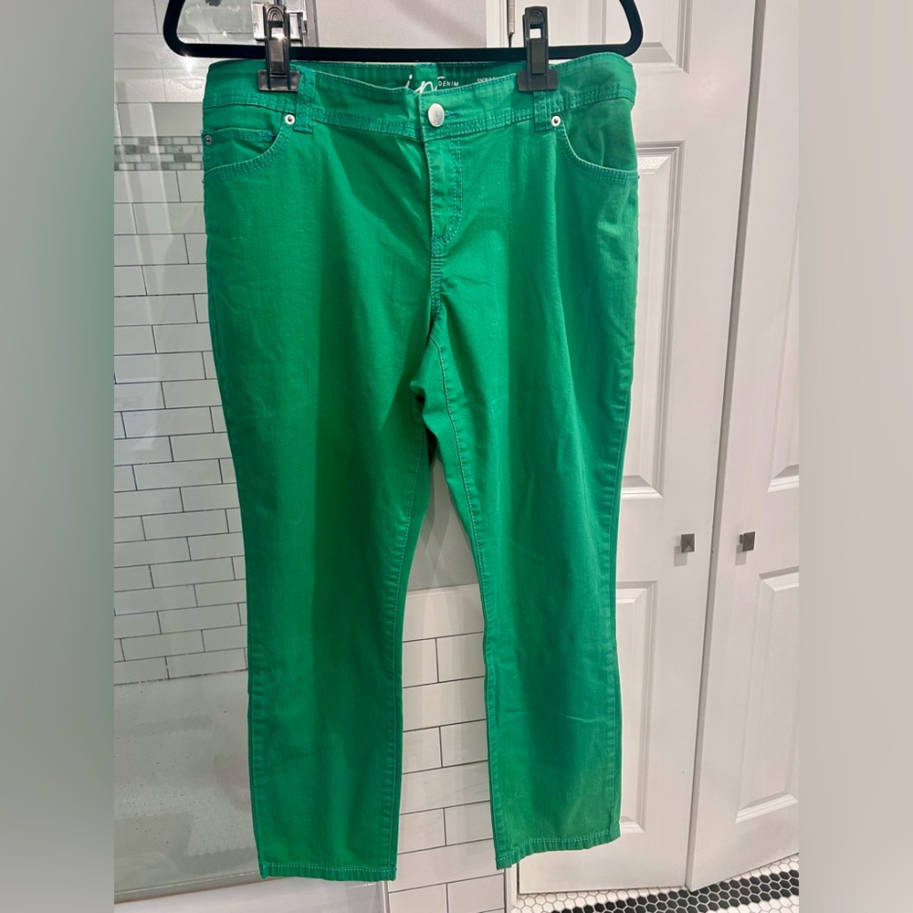 INC International Concepts Green Skinny Jeans, 14